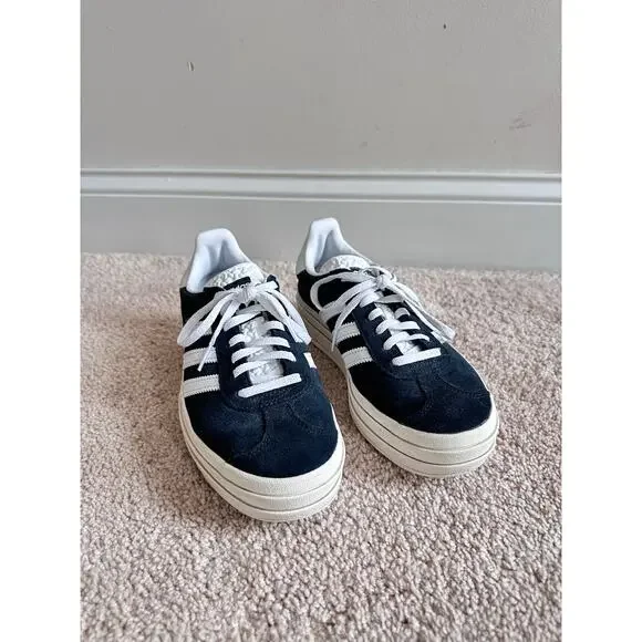 Adidas black and white bold Gazelle platform sneaker, size 7.5 - Picture 2 of 10